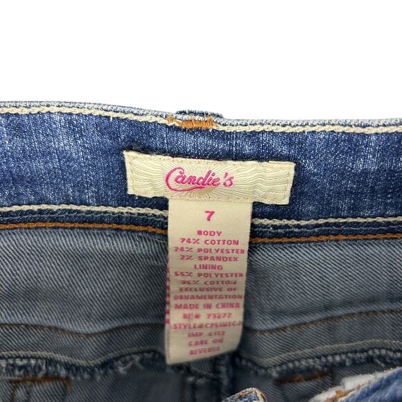 Y2K Candies Denim Tiered Cotton Blend Boho Indie Midi Mid Rise Skirt L - Picture 3 of 4